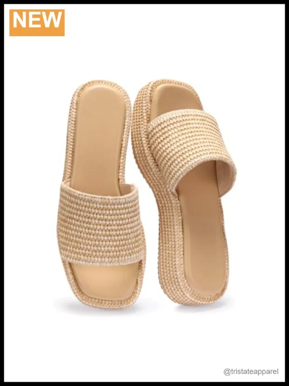 Woven Raffia Platform Espadrille Sandals Slip On Summer Shoes